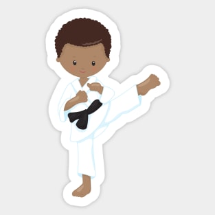 African American Boy, Karate Boy, Black Belt, Kata Sticker